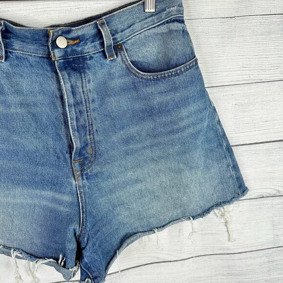 BDG Womens size 31 Denim Cut Off Raw Hem High Waist Button Fly Jean Shorts - Picture 4 of 11